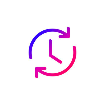 Clock Time History Gradient Icon for Countdown and Circular Rotation