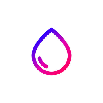 Water Drop Gradient Icon for Ecology Conservation and Liquid Cleanliness