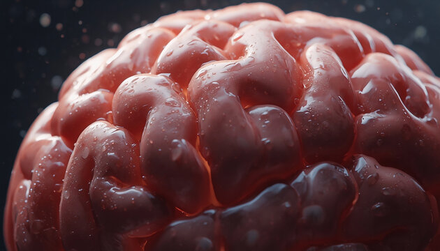 A close-up view of a human brain showcasing its intricate surface details in a scientific environment