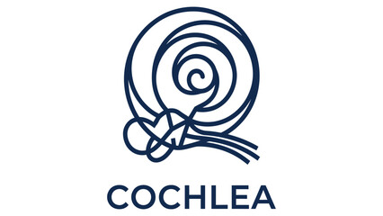 Cochlea icon represents the inner ear structure in a modern and clean professional line format. © adnan
