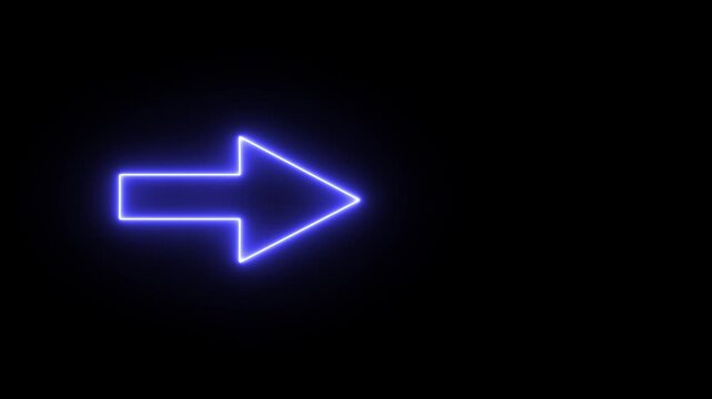 A digital graphic or video asset featuring a neon blue arrow pointing right, combined with a play icon.