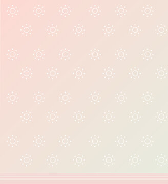 A soft pastel gradient background featuring a minimal geometric sun pattern and a striped border.
