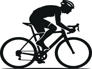 Fototapeta premium Cyclist riding a road bike depicts an active lifestyle and competitive endurance sports training.
