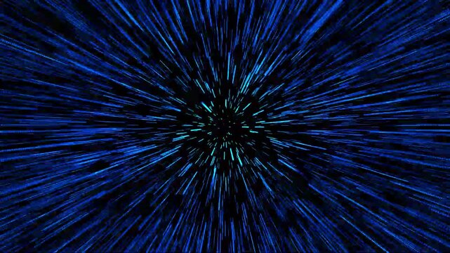 Blue warp speed light trails abstract background animation
