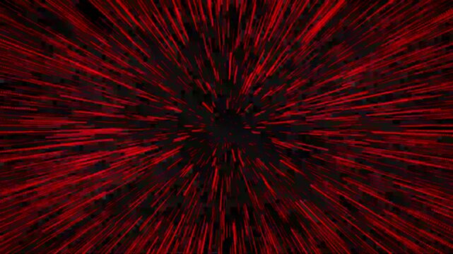 Red hyperspace warp speed tunnel abstract motion background