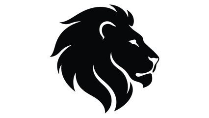 Lion profile portrait is presented as a bold black and white graphic illustration for branding. © adnan