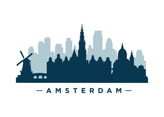 Obraz premium Amsterdam city skyline color City skyline on a white background vector