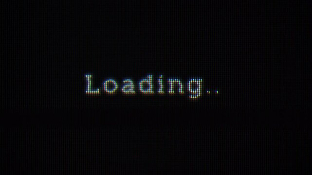 Loading Glitch Distorted Pixel Text tv Retro Screen cry Noise Overlay 4K Video