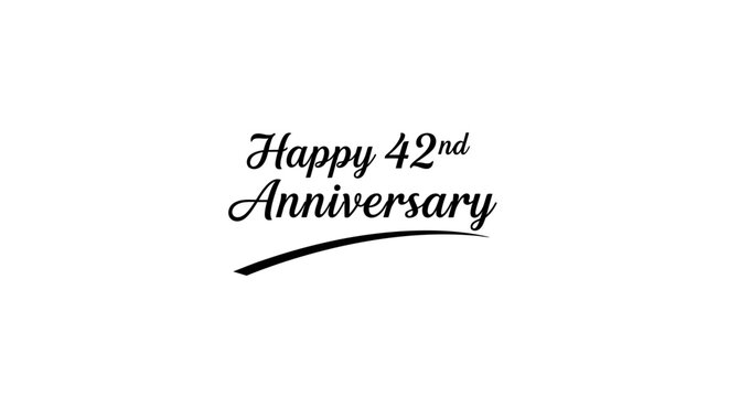 Happy 42nd Anniversary Text Design.