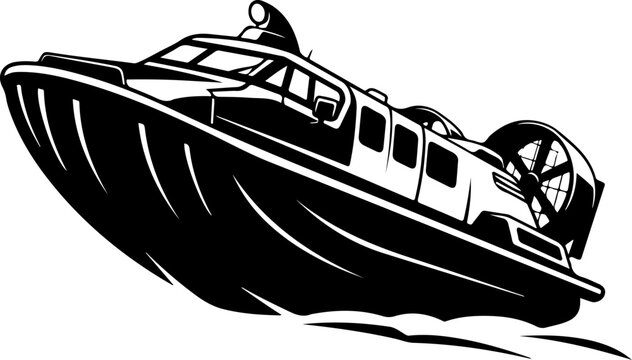 Black and white paddlewheel boat vector, steamboat icon, river vessel illustration, nautical graphic