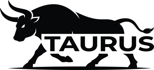 Taurus bull silhouette stands proudly as a powerful emblem representing strength and market growth. © adnan
