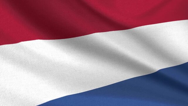 Seamless 3D video of the Netherlands flag fluttering in the wind looping