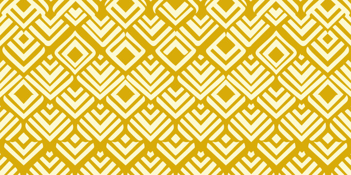 A vibrant geometric pattern featuring yellow and white shapes fills the top half of the frame.