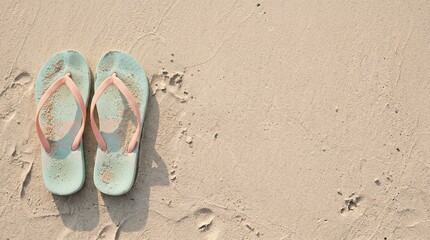Fototapeta premium flip flops on the beach