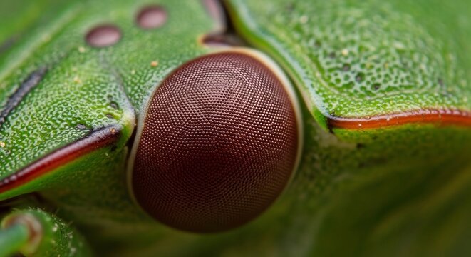 Extreme Macro Shot of a Green Stink Bugs Compound Eye.