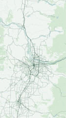 Obraz premium Modern minimalist vector map of Portland, Oregon, USA. High-quality scalable illustration of Portland city grid, Willamette and Columbia River bend for posters and design.