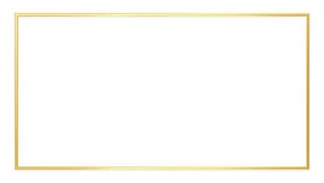 Thin rectangular gold frame isolated on white background, for wedding invitation, or luxury border