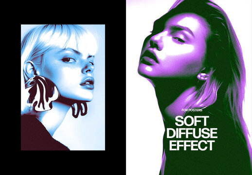 Soft Diffuse Photo Effect &ndash; Duotone Printer for Poster & Social Media (PSD)