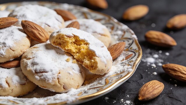 Makroud el louse Algerian almond cookies
