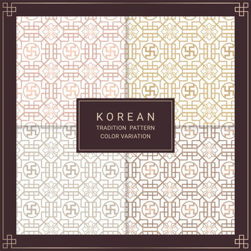 Korean traditional pattern design illustration color variation set.