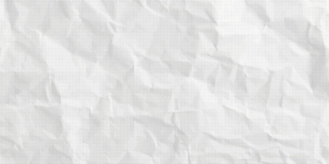 Naklejka premium White wrinkled paper texture. Vector halftone pixelated manga background. Light beige neutral color dots bg. Grungy urban backdrop. Wide horizontal duotone banner. Crumpled punk collage template