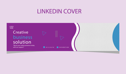 Naklejka premium Creative Business Solution LinkedIn Cover Banner Template Vector