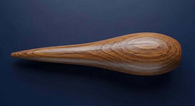 Wooden object with smooth surface against a dark blue background