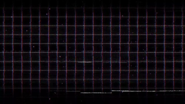 Retro CRT Grid Screen Distortion With Analog Signal Noise and VHS Tracking Glitch Texture Background for Cyberpunk Tech Overlay Design
