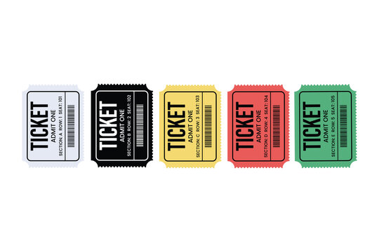 Colorful Ticket Stub Vector Set | Retro Event Pass Collection
