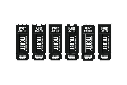 Vintage Event Ticket Set Vector Illustration in Black Retro Style