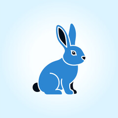 Obraz premium A cute blue rabbit sitting, a domestic animal, symbol of easter, spring, and innocence, a sweet and playful character, isolated vector illustration.