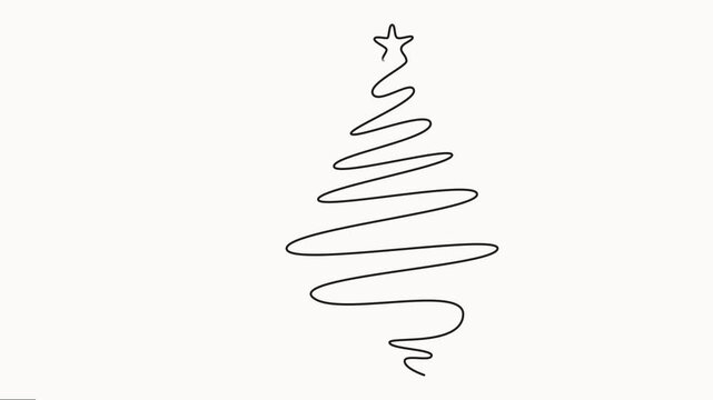 New Year tree, Christmas tree self drawing continuous one line animation. Full length single line animation, Merry Christmas concept vector illustration