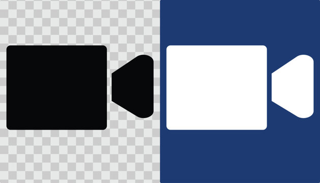 Video conference call interface with muted and unmuted camera icons on transparent background