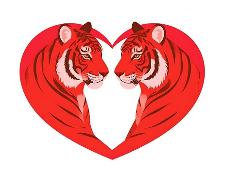 Two tigers in heart