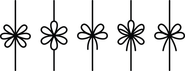 Obraz premium Minimalist Ribbon Bow and Gift Tie Line Art Vector Set