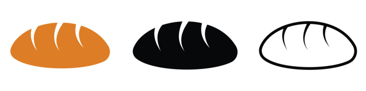 Bread vector. Silhouette of bread icon, symbol. Outline icon of bread, bakery icon, logo for bread shop and more. Vector illustration.