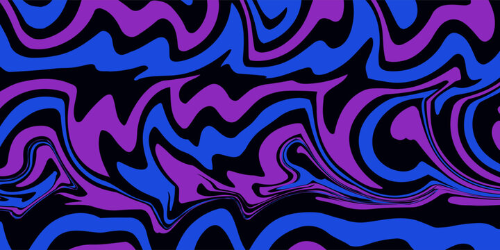 Abstract psychedelic liquid marble background with vibrant blue, purple, and black fluid swirls. Modern trippy pattern design perfect for creative wallpapers, banners, and digital art.
