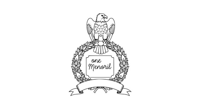 Eagle Crest Laurel Wreath Emblem with Banner and Text