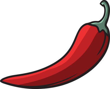 Red Hot Chili Pepper vector flat Spicy Food Illustration for Culinary and Graphic Design