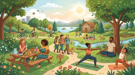 Fototapeta premium wellness lifestyle illustration