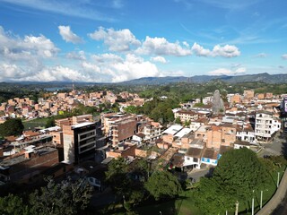 Fototapeta premium Aerial panoramic view of El Penol town in Antioquia Colombia