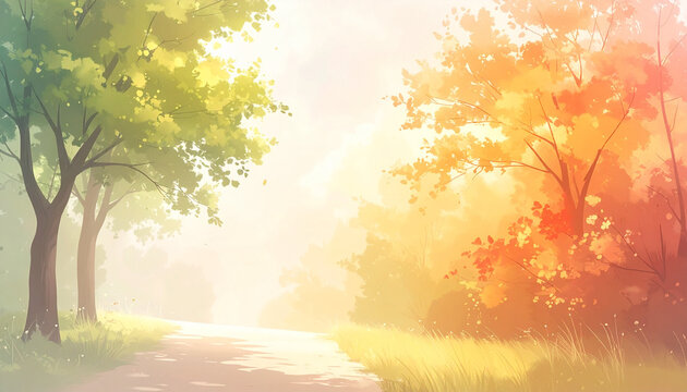 Sunny Autumn Forest Path