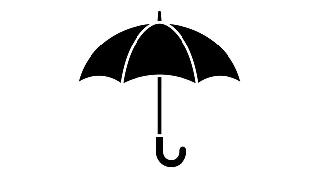 Black Open Umbrella Icon Symbol.