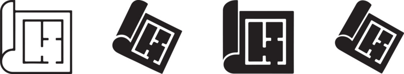 Floor Plan Icon Set for Architecture and Interior Design. © MDADBULLAH