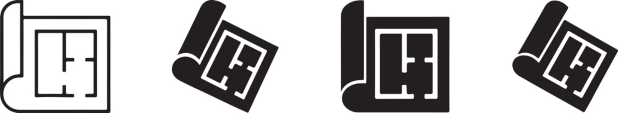 Floor Plan Icon Set for Architecture and Interior Design.