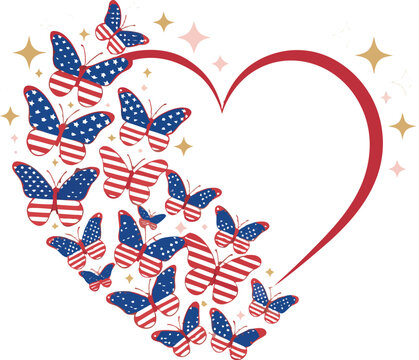United States Shape Heart American Flag Graphic. a fierce bald eagle with wings fully spread wide,
Vector illustration eps-10