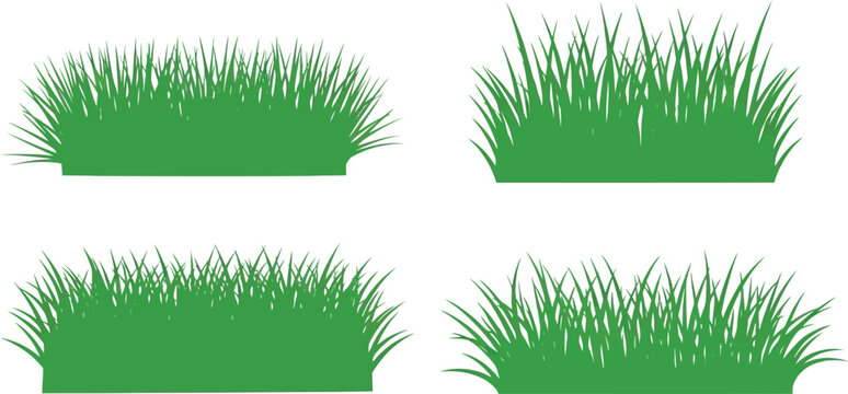 Green grass patch collection isolated for natural landscape decorative design elements