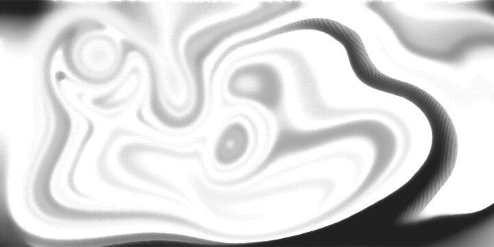 Abstract simple flat black and white halftone circles wavy texture consists of different dots isolated on white background. Geometric vector shape elements pattern for presentation design or banner