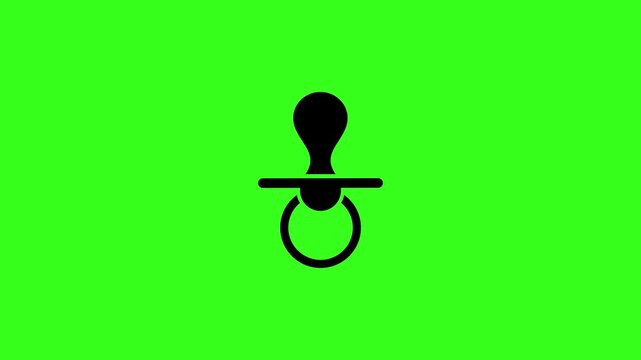 Animated baby pacifier icon on a green screen background for motion graphic use