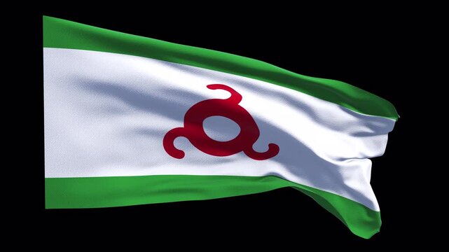 Flag of Ingushetia waving in the wind. News regional politics cultural travel documentaries presentations web banners patriotic visuals national holiday related to the Republic of Ingushetia.